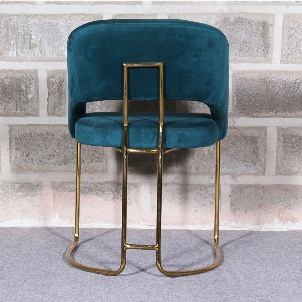 Luxe Blue Comfort Seating Velvet & Iron Dining Chair - All India Decor