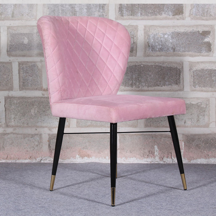 Classic Pink Velvet & Iron Dining Chair