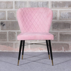 Classic Pink Velvet & Iron Dining Chair