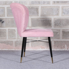 Classic Pink Velvet & Iron Dining Chair