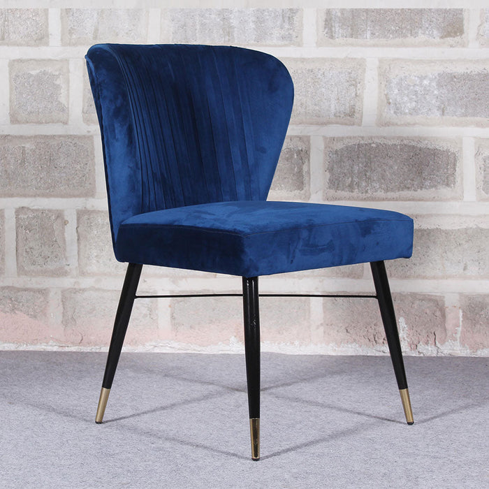 Classic Royal Blue Velvet & Iron Dining Chair