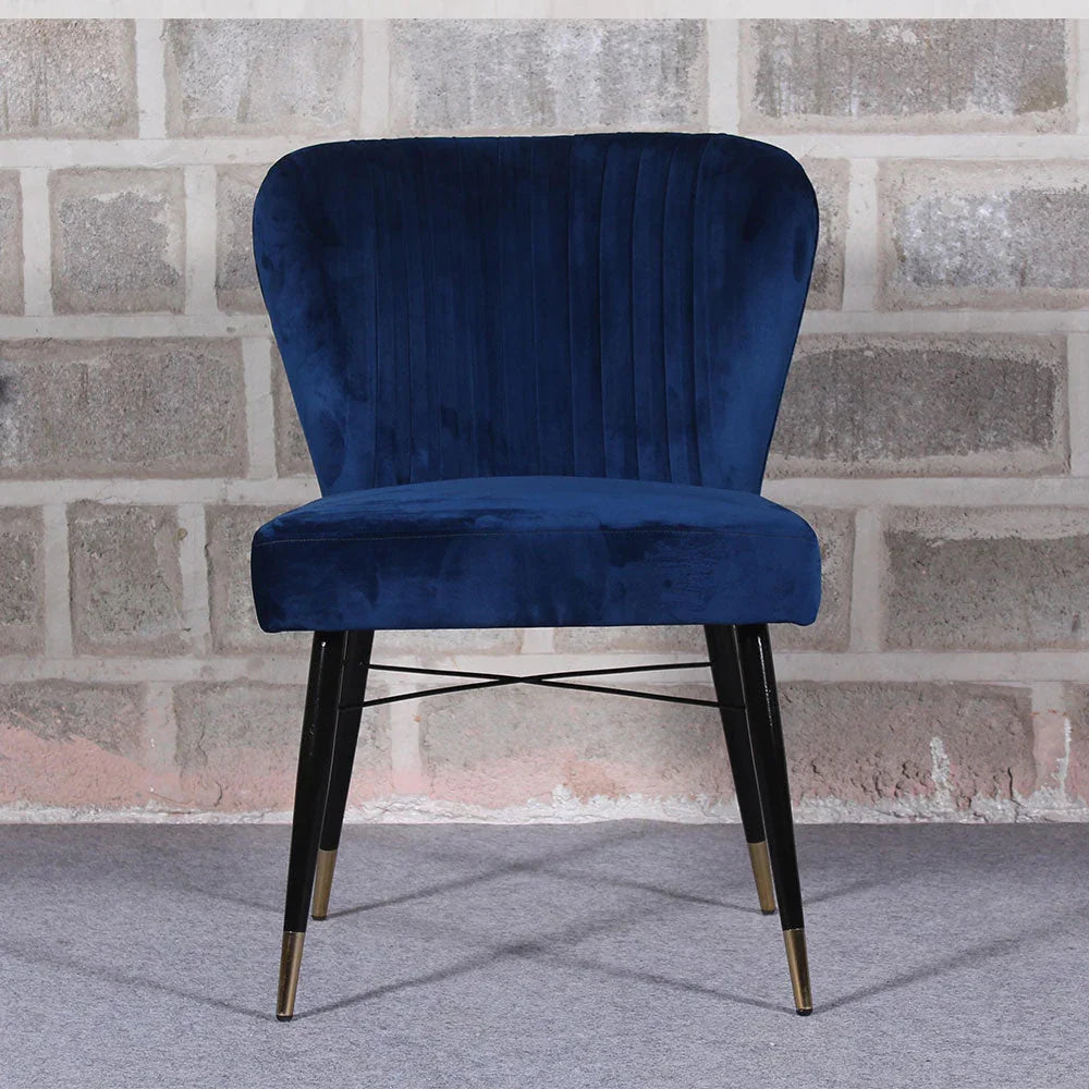 Classic Royal Blue Velvet & Iron Dining Chair - All India Decor