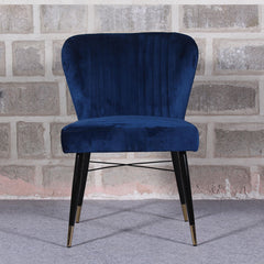 Classic Royal Blue Velvet & Iron Dining Chair