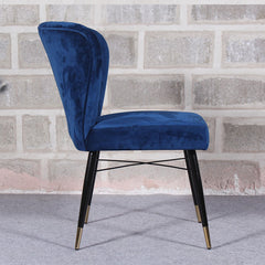 Classic Royal Blue Velvet & Iron Dining Chair