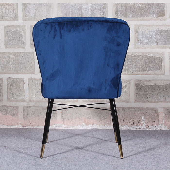 Classic Royal Blue Velvet & Iron Dining Chair