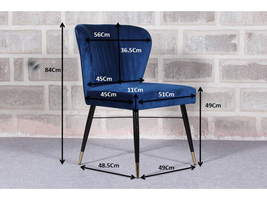 Classic Royal Blue Velvet & Iron Dining Chair