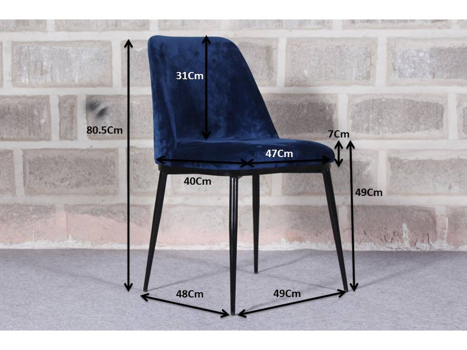 Royal Blue Velvet & Iron Dining Chair