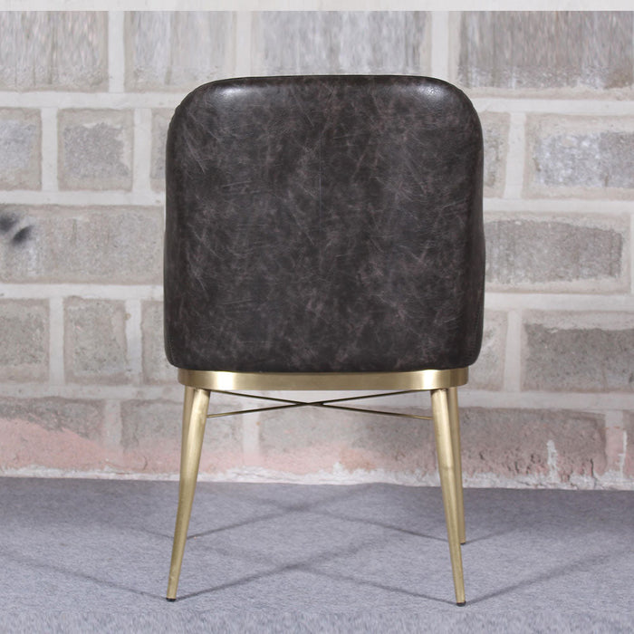 Dark Grey PU & Brass Dining Chair