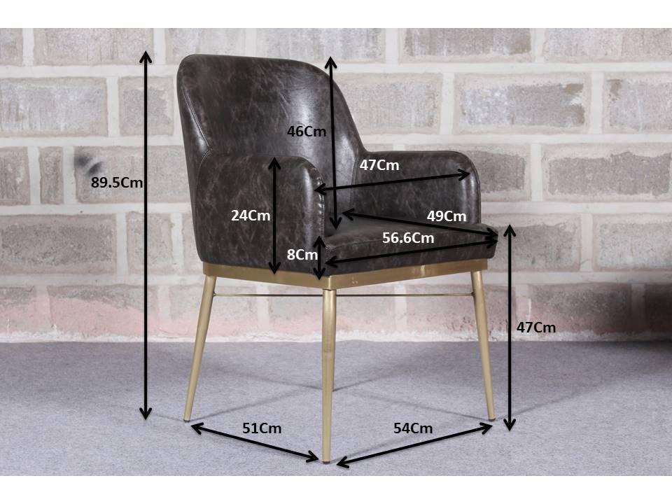 Dark Grey PU & Brass Dining Chair - All India Decor