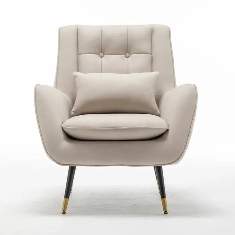 Classic Off-white Thick Padded Velvet Armchair with Cushion - All India Decor