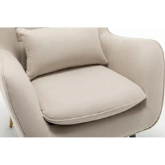Classic Off-white Thick Padded Velvet Armchair with Cushion - All India Decor