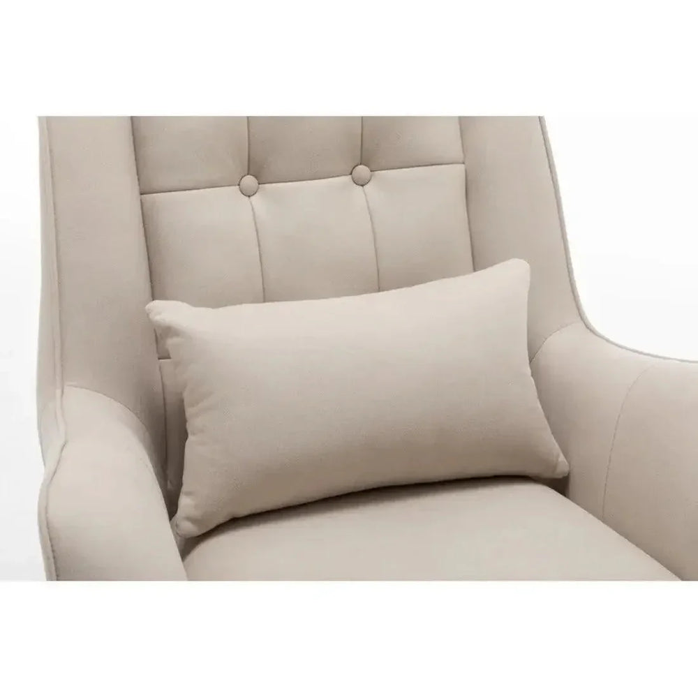 Classic Off-white Thick Padded Velvet Armchair with Cushion - All India Decor