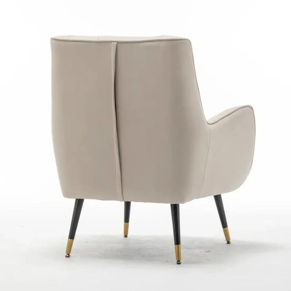 Classic Off-white Thick Padded Velvet Armchair with Cushion - All India Decor