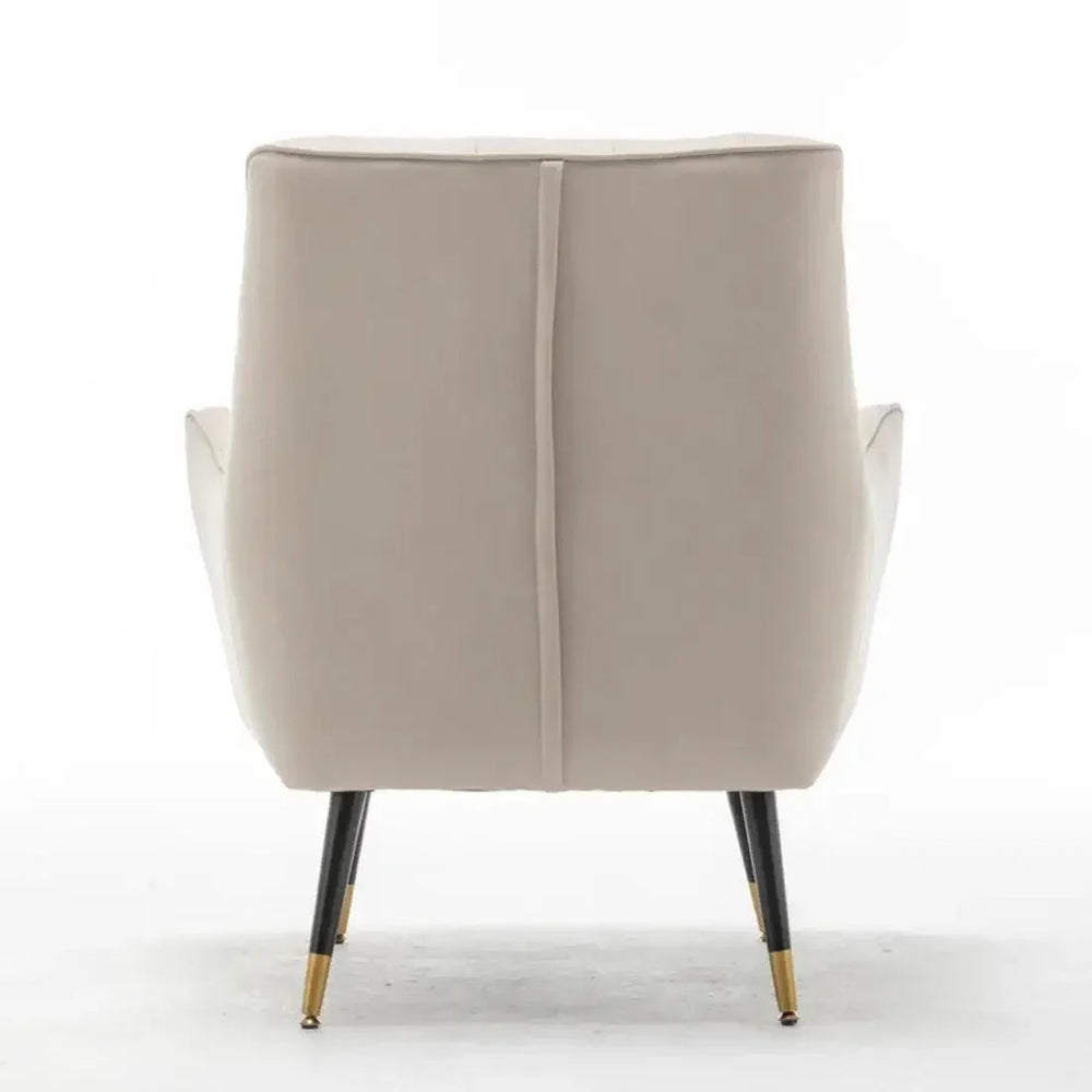 Classic Off-white Thick Padded Velvet Armchair with Cushion - All India Decor