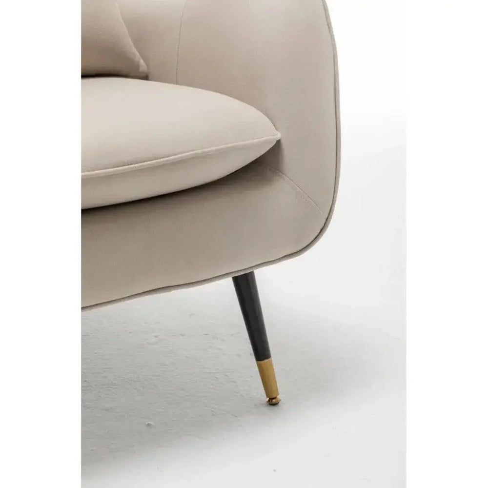 Classic Off-white Thick Padded Velvet Armchair with Cushion - All India Decor