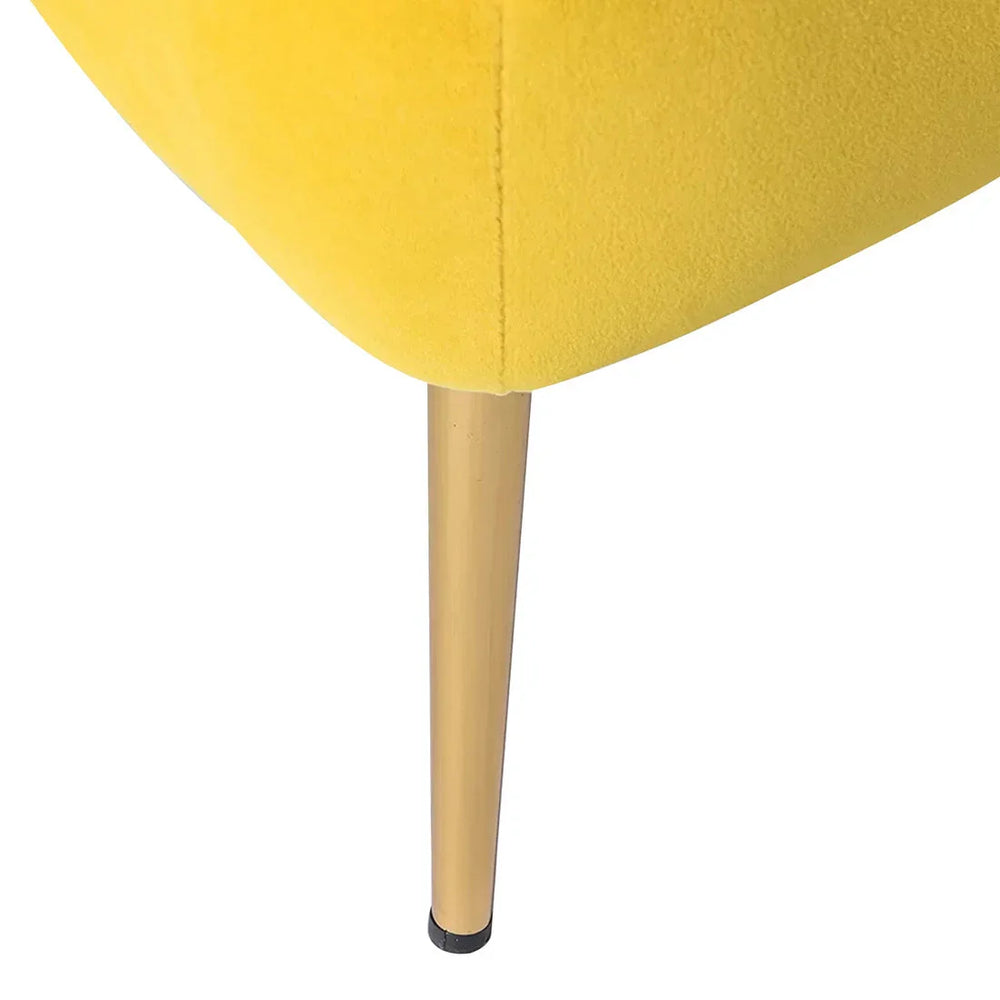 Classic Curved Back Yellow Velvet Lounge Chair - All India Decor