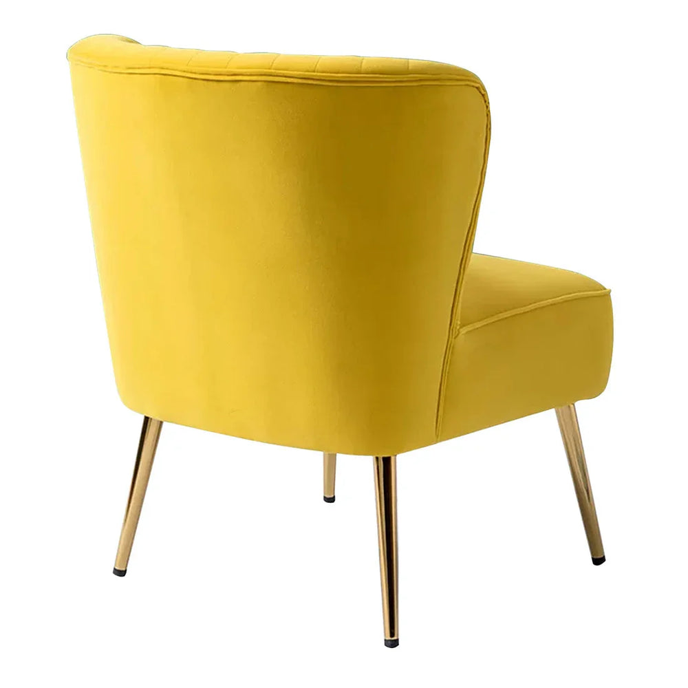 Classic Curved Back Yellow Velvet Lounge Chair - All India Decor
