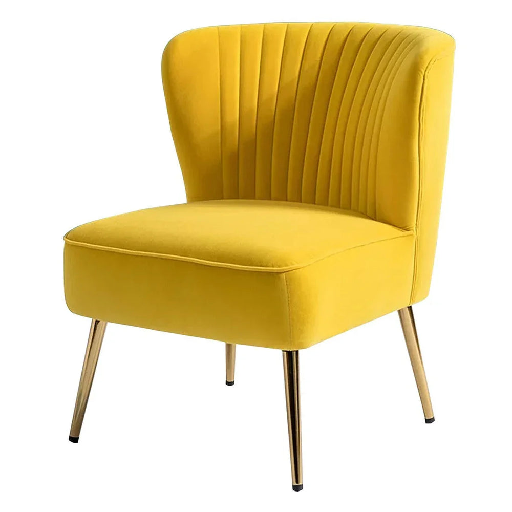 Classic Curved Back Yellow Velvet Lounge Chair - All India Decor