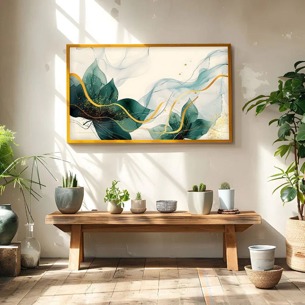 Abstract Elegant Golden Flower Canvas Wall Paintings for Home and Office Décor - All India Decor