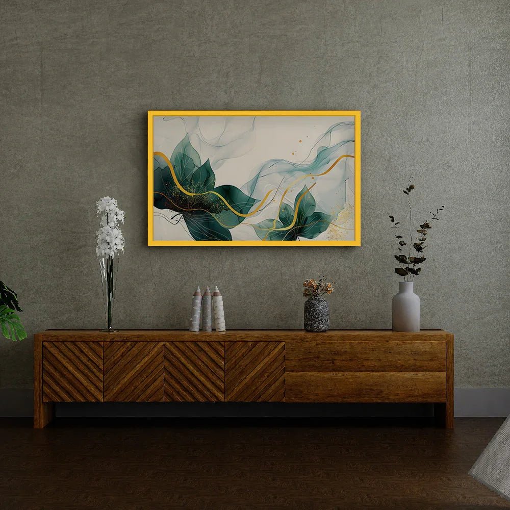 Abstract Elegant Golden Flower Canvas Wall Paintings for Home and Office Décor - All India Decor