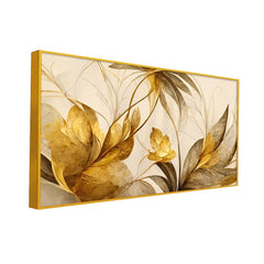 Abstract Golden Flowers Canvas Wall Painting - All India Decor