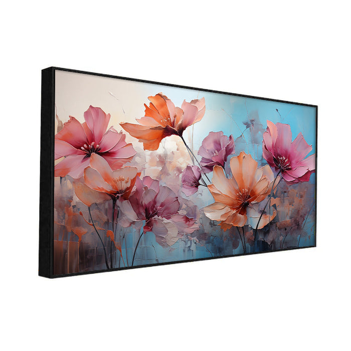 Pink Blooming Floral Canvas Painting for Wall Decoration