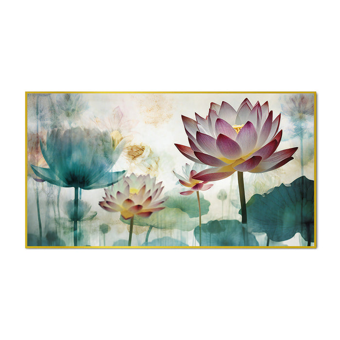 Pink Lotus Flower vastu Floating Frame Canvas Wall Painting