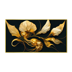 Golden Flower 3d Illustration Canvas Painting for Home and Office Décor - All India Decor