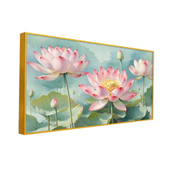 Pink Lotus Painting for Vastu Lotus Painting for Wall Decoration - All India Decor