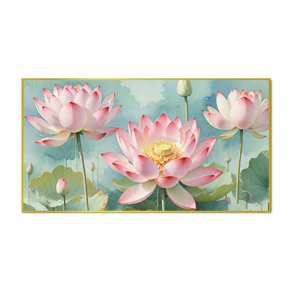 Pink Lotus Painting for Vastu Lotus Painting for Wall Decoration - All India Decor