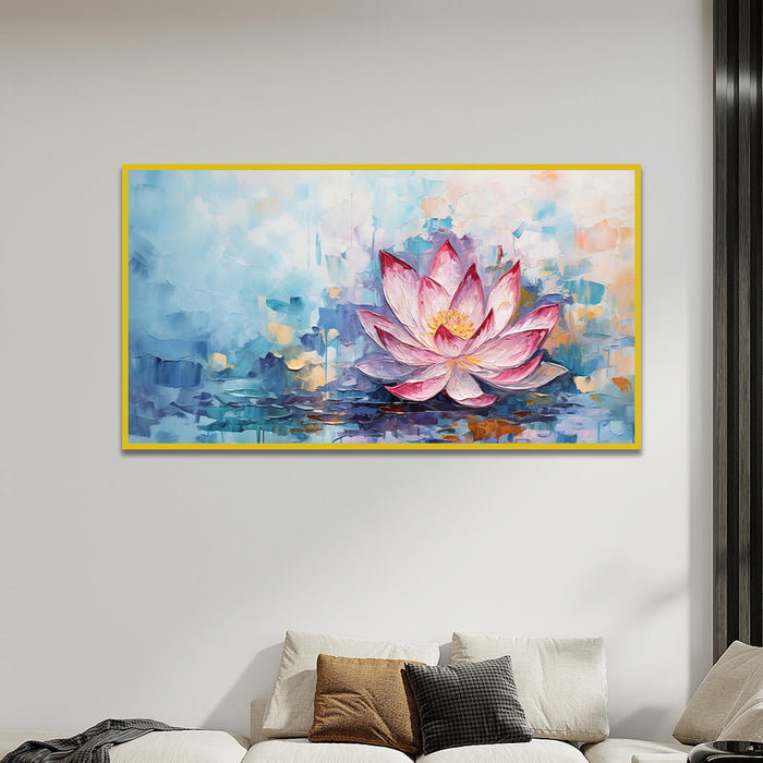 Pink Lotus Flower Canvas Painting for Home Wall Decoration Vastu Floral Painting