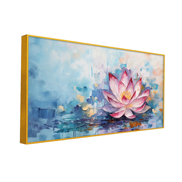 Pink Lotus Flower Canvas Painting for Home Wall Decoration Vastu Floral Painting