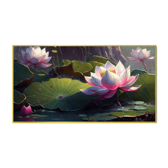 Modern Canvas Painting, Pink Lotus Flowers Blossom Vastu Painting for Wall Decor - All India Decor