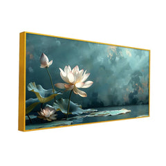 White Lotus Vastu Painting For Wall Decor for living room, Hotels Wall Décor - All India Decor