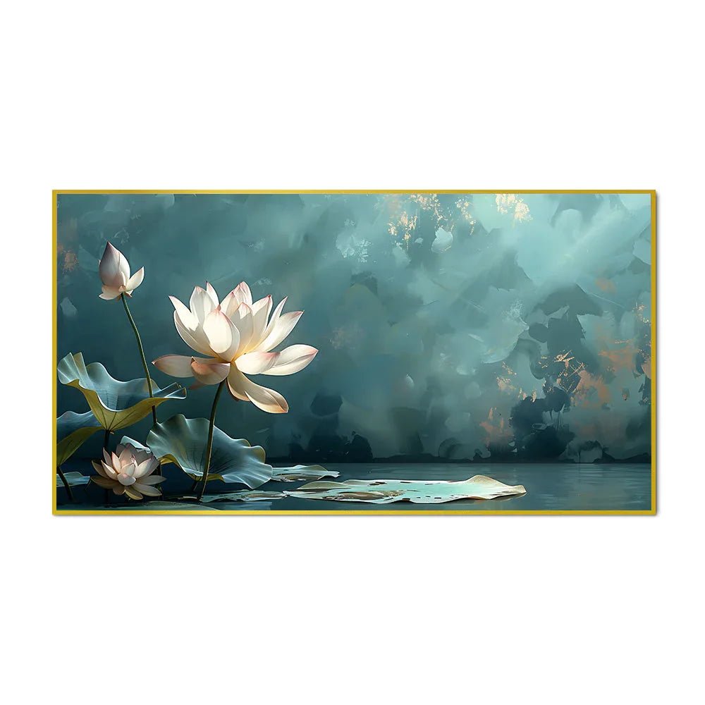 White Lotus Vastu Painting For Wall Decor for living room, Hotels Wall Décor - All India Decor