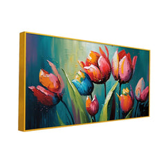 Red Tulip Flower Wall Art Canvas Paintings for Wall Décor - All India Decor