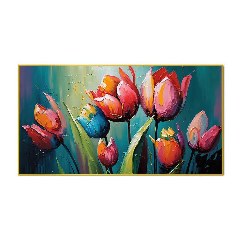Red Tulip Flower Wall Art Canvas Paintings for Wall Décor - All India Decor