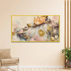 Beautiful Golden Flower Canvas Wall Painting for Home Decor - All India Decor