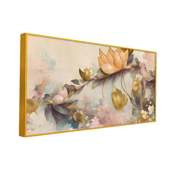 Beautiful Golden Flower Canvas Wall Painting for Home Decor