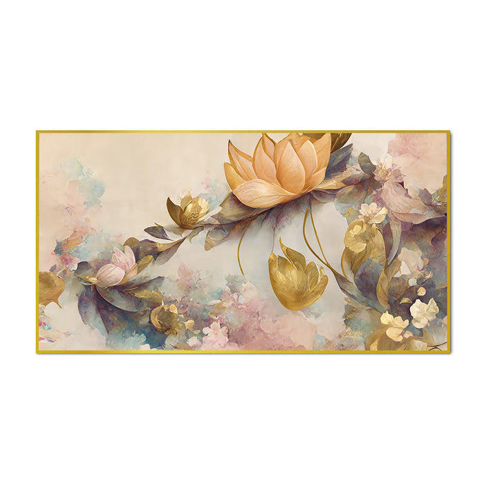 Beautiful Golden Flower Canvas Wall Painting for Home Decor