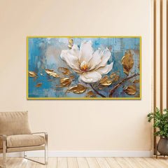 Blossom Abstract White Flower Canvas Wall Painting - All India Decor