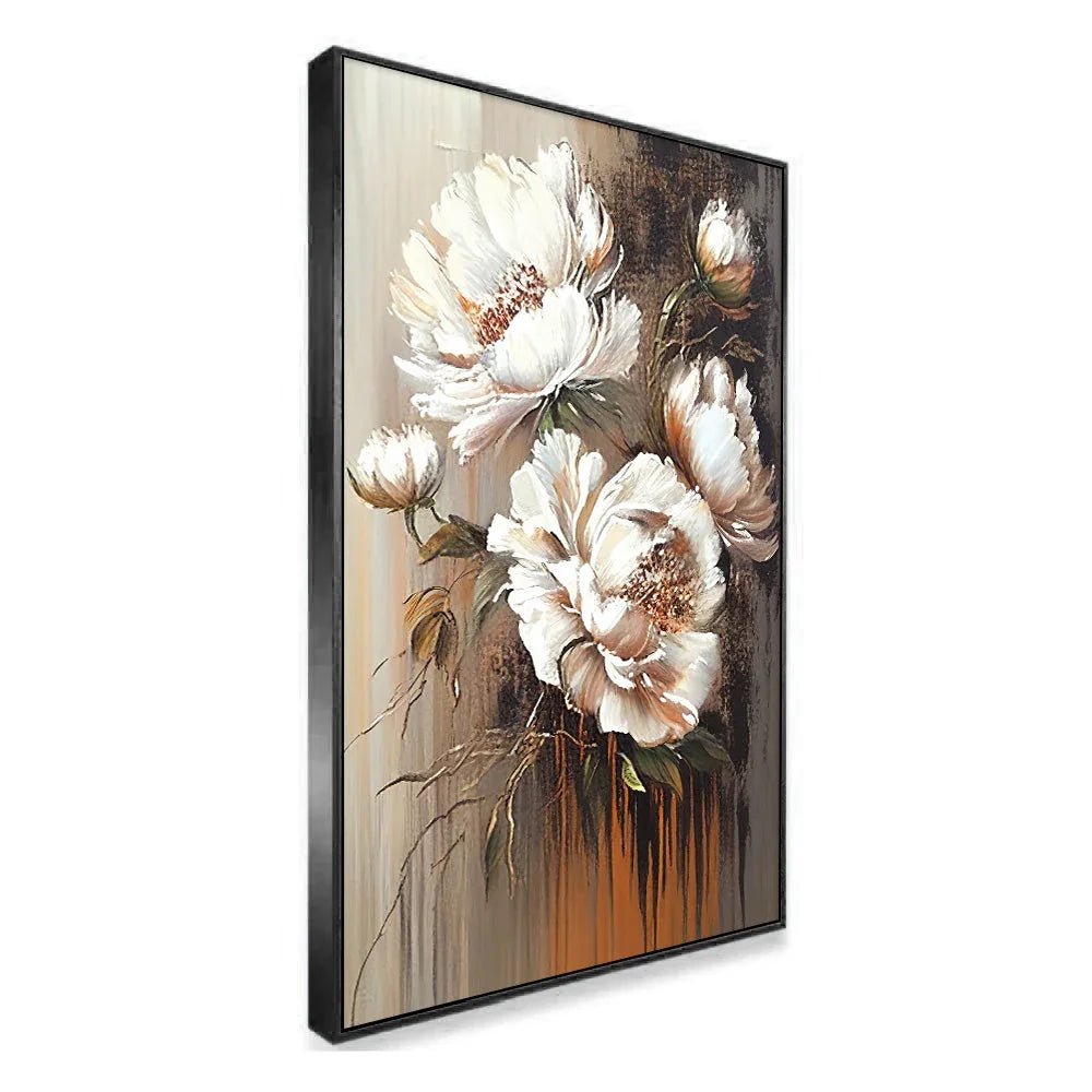 Romantic Floral Wall Art Floating Framed Flower Canvas Painting - All India Decor