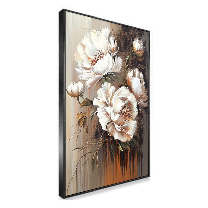 Romantic Floral Wall Art Floating Framed Flower Canvas Painting