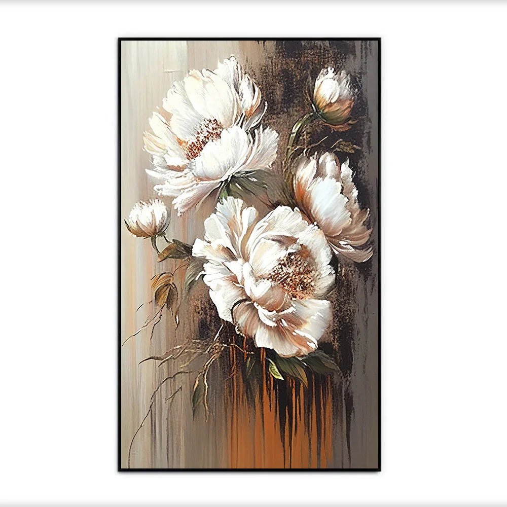 Romantic Floral Wall Art Floating Framed Flower Canvas Painting - All India Decor