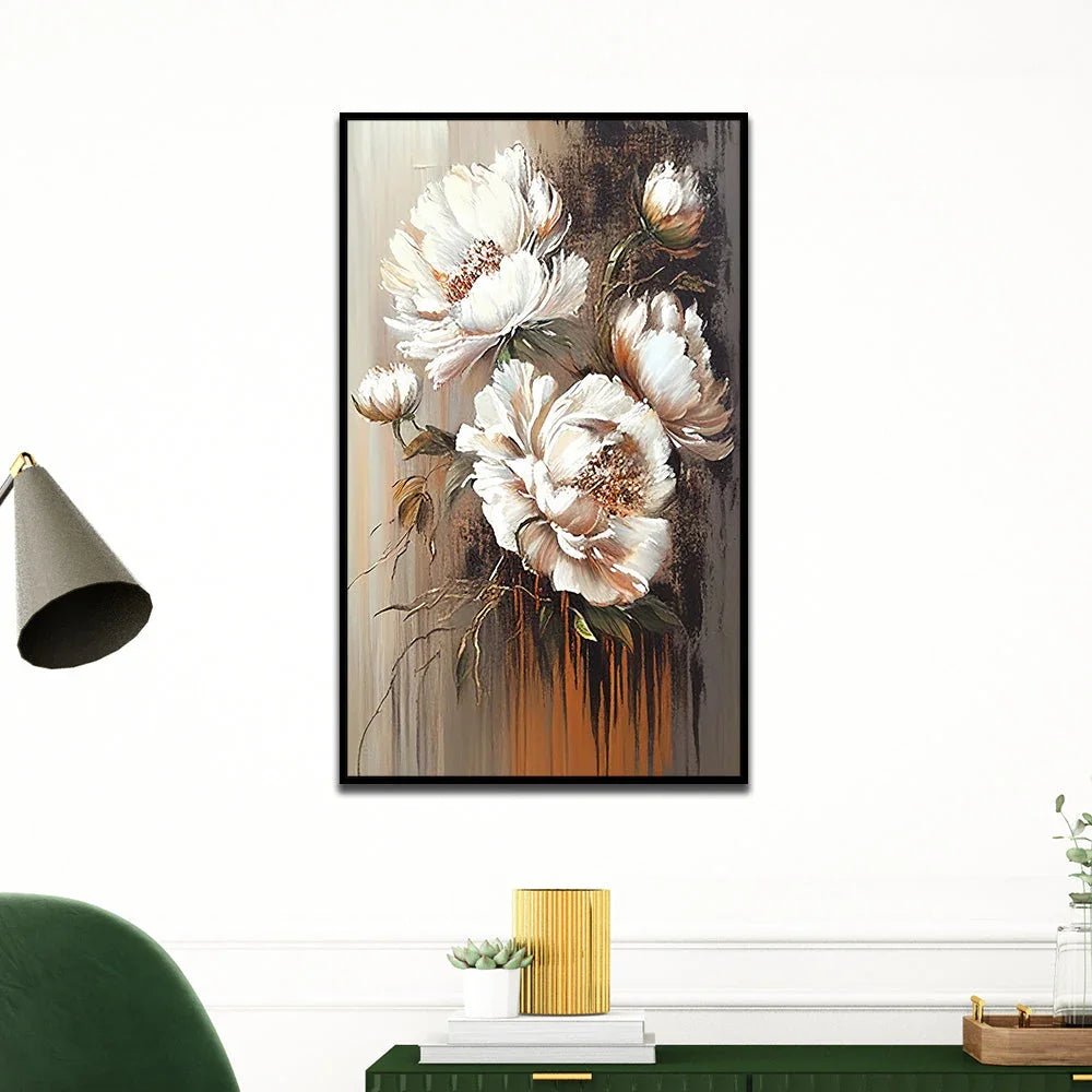 Romantic Floral Wall Art Floating Framed Flower Canvas Painting - All India Decor