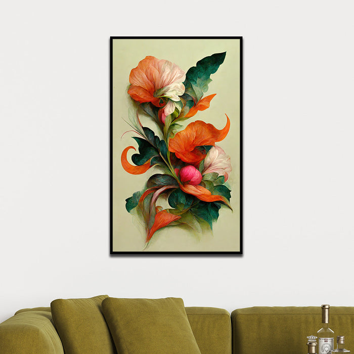 Vintage Inspired Floral Canvas Wall Painting for Home & Office Décor