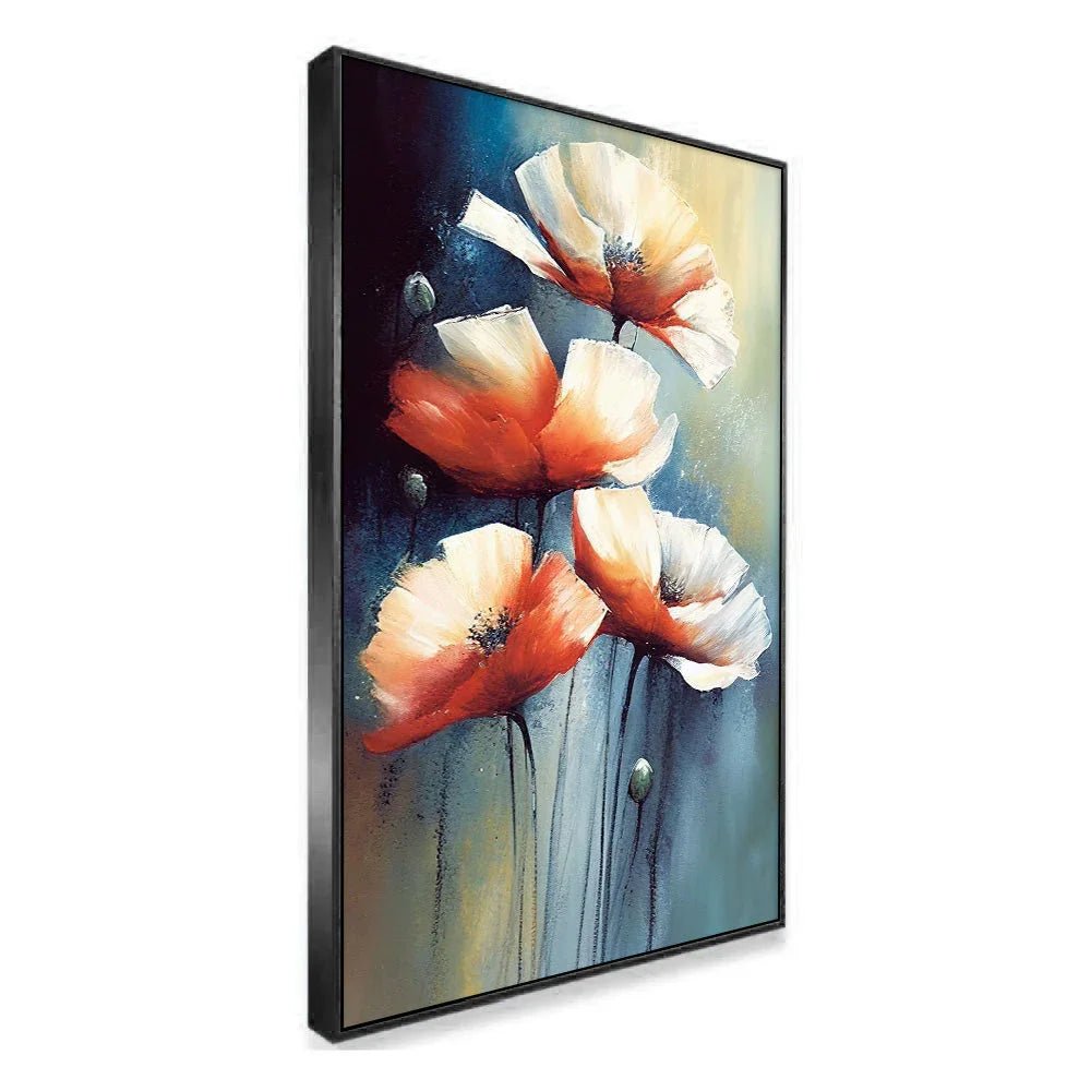 Vintage Abstract Floral Canvas Floating Framed Wall Painting - All India Decor