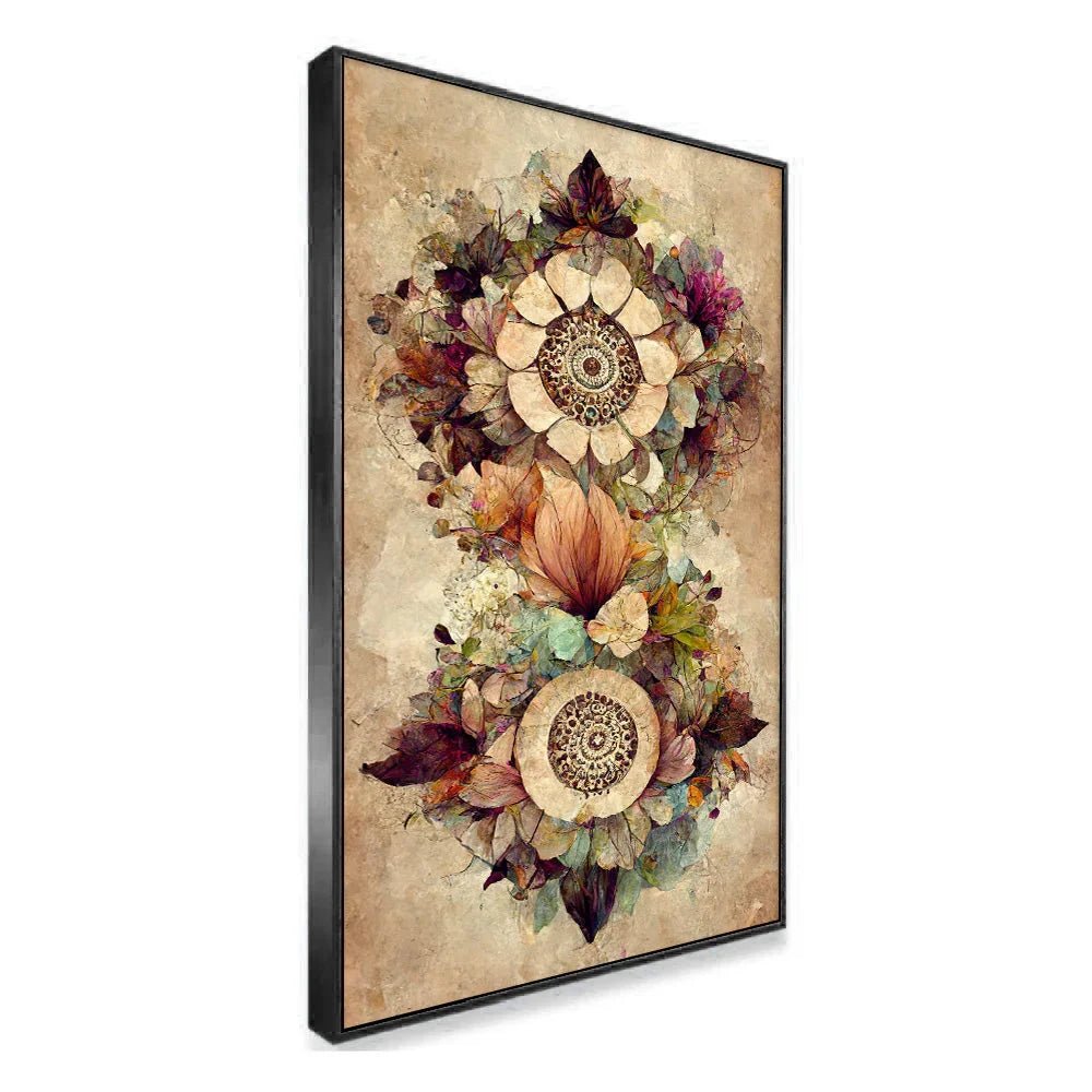 Vintage Floral Wall Painting Rustic Botanical Flower Canvas Wall Painting - All India Decor