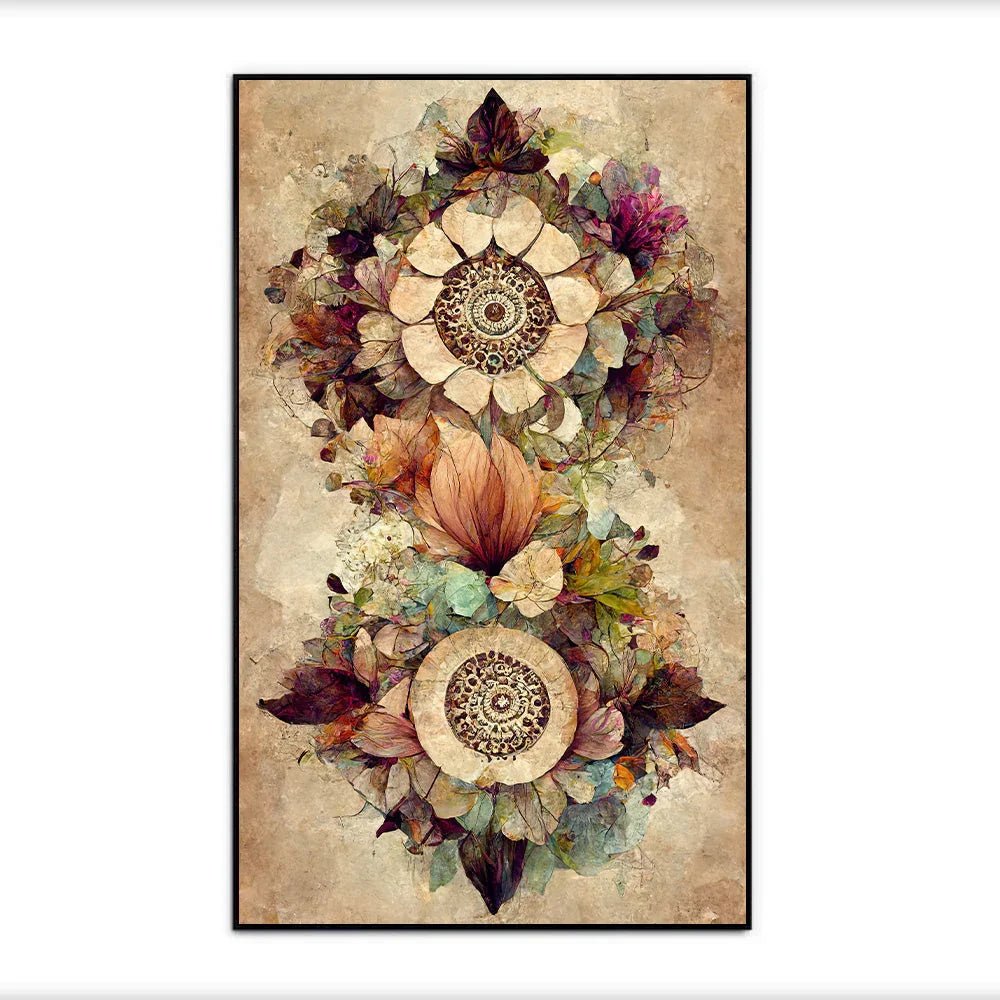 Vintage Floral Wall Painting Rustic Botanical Flower Canvas Wall Painting - All India Decor