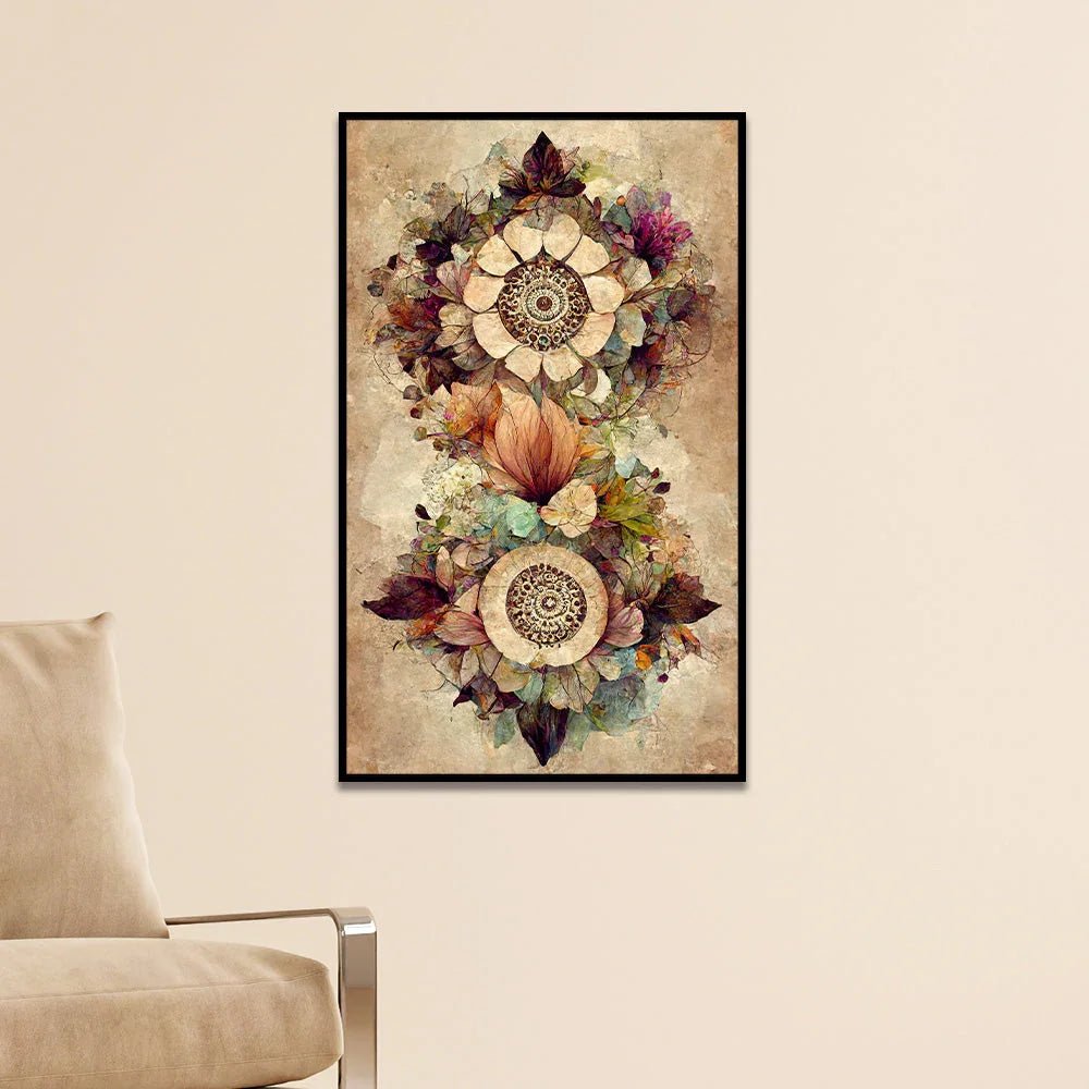 Vintage Floral Wall Painting Rustic Botanical Flower Canvas Wall Painting - All India Decor